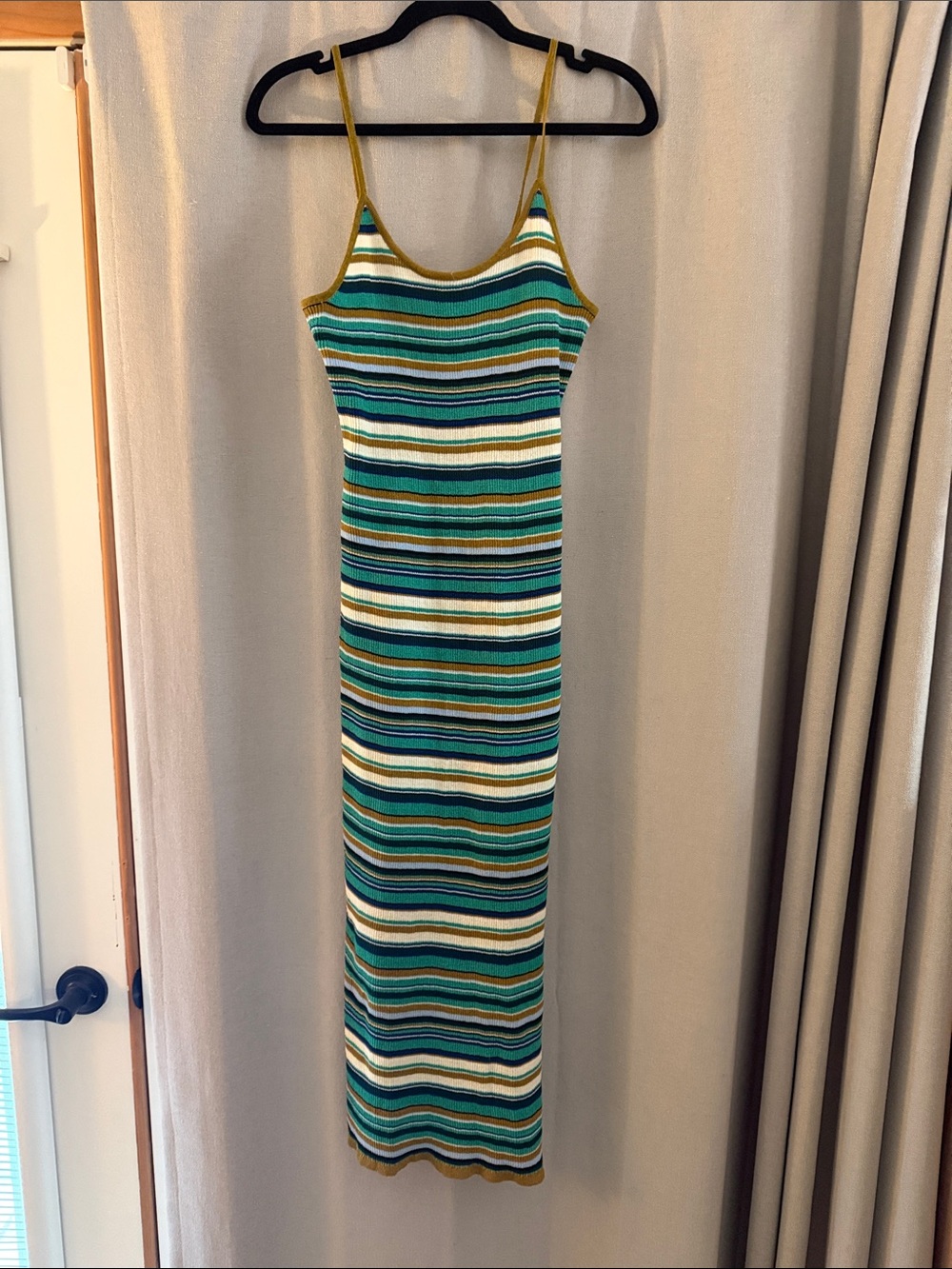 H&M Striped Maxi Tank Dress in Green, Teal and Cream